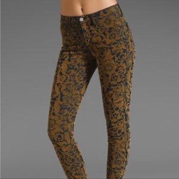 J Brand Gold Brocade Skinny Jean - Picture 2 of 12
